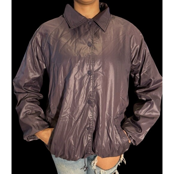 Vintage Changing Scene Jacket Women's Lilac WindBreaker Button Up 80s Pockets - Picture 7 of 10